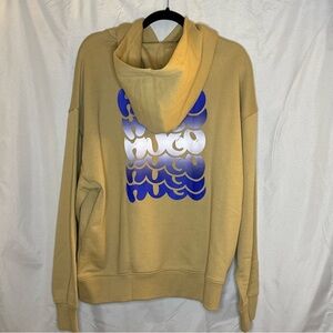 Hugo Boss Tan Hoodie with Blue and White Logo